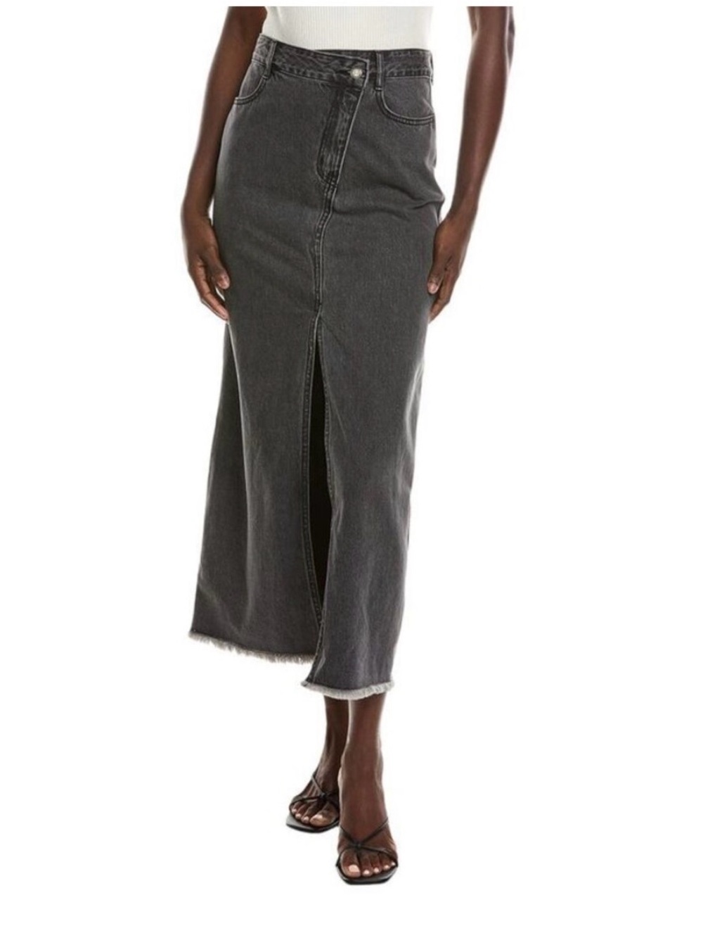 NWT CHASER Garment-Dyed Denim Trinidad Maxi Skirt in Licorice, Small